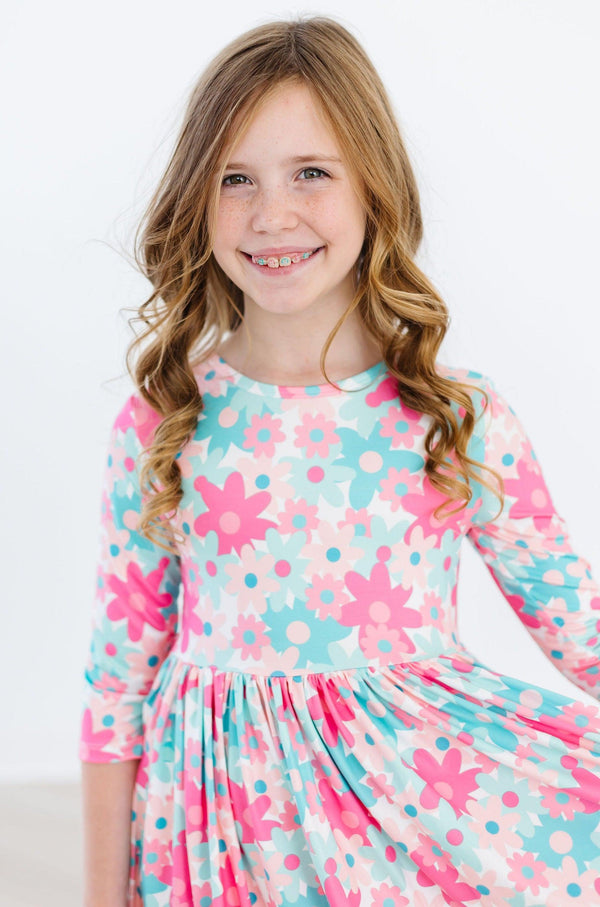 petal-perfection-3-4-sleeve-pocket-twirl-dress Mila &  Rose - Sophia's Style-Petal Perfection 3/4 Sleeve Pocket Twirl Dress-6-12M--1